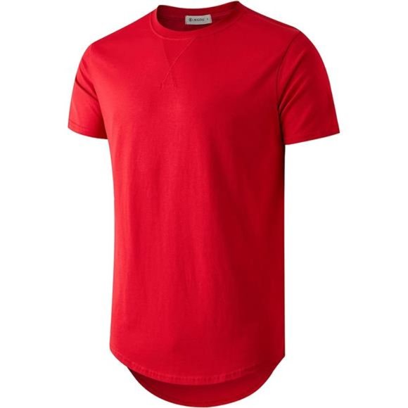 Mens 100% Cotton Hipster Hip Hop Longline Crewneck 66 Red - Picture 1 of 6